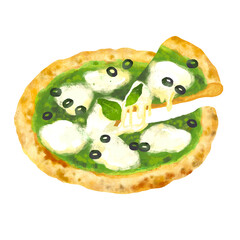 ジェノベーゼピザ　ピザのイラスト