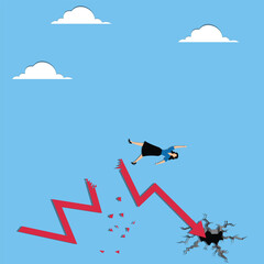 Woman falls off the broken arrow