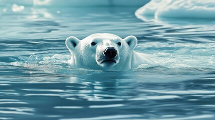 Obraz premium Polar Bear Swimming in the Arctic