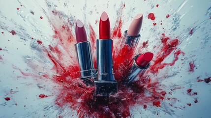 Vibrant Lipsticks Exploding in Color Generative AI