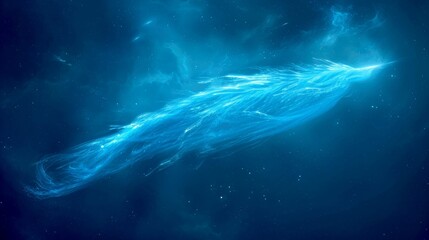 Abstract Blue Swirling Nebula with Scattered Stars