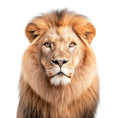 Fototapeta premium A Glorious Lion Stares Intently, Capturing Power and Majesty in a Stunning Close-Up Portrait of Nature's King