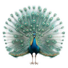 Obraz premium A Majestic Peacock Displaying Vibrant Plumage, Radiating Beauty and Grace in Nature's Splendor and Awe-Inspiring Coloration.