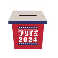 Vote ballot. Red voting box with text. Concept for election campaign. Vector flat illustration.