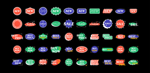 Retro Trendy Promotion Label Stickers Set. 
