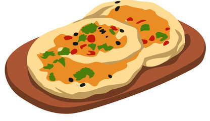 Naan Indian Food Vector