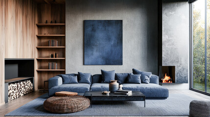 Luxury Penthouse Living A Sophisticated and Elegant Living Room with Plush Velvet Seating  Marble Accents  and Panoramic Views of a Stunning Skyline Embodying Modern Urban Opulence