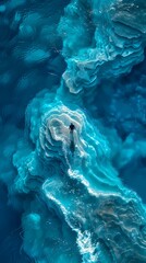 Walking scene by the lake illustration poster background