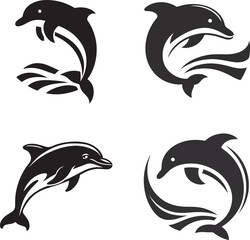 Fototapeta premium ocean dolphin collection playful vector logo