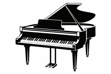 Piano silhouette vector illustration, Royel-type luxury vintage piano