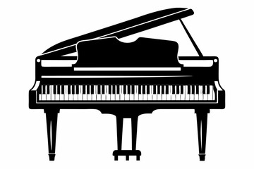 Piano silhouette vector illustration, Royel-type luxury vintage piano