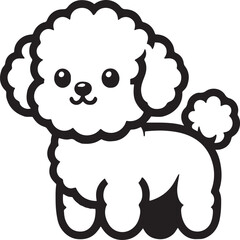 Bichon Frise Dog Standing Stylized Vector Illustration
