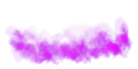 Fantastic purple smoke. Magic smoke. Smog cloud on podium or stage. Fog vapor over ground or water surface, magic haze. PNG.