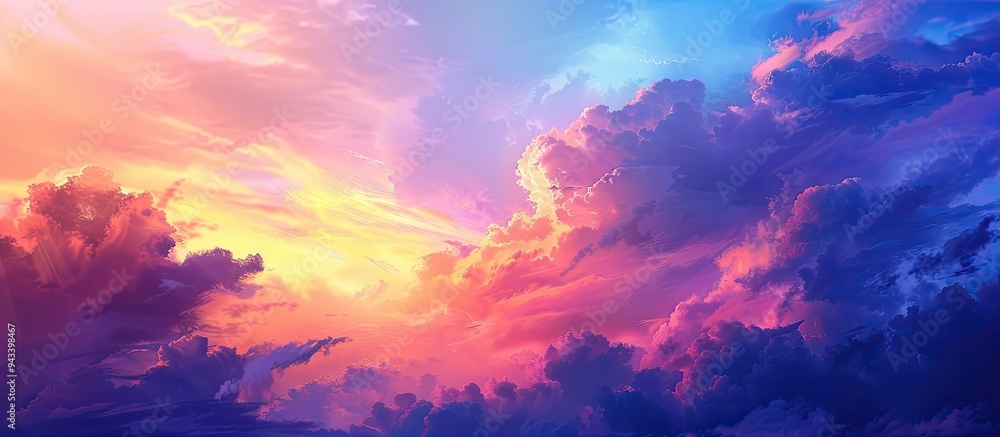 Aufkleber abstract dramatic sky with artistic dark clouds at sunset creating a natural pattern ideal as a beau