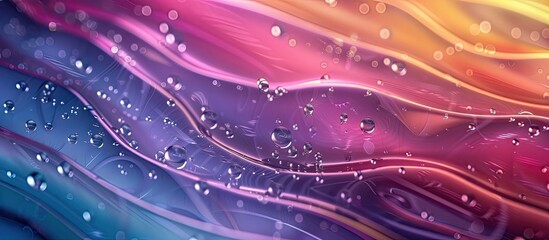 Obraz premium Vibrant wavy pattern with colorful hues and water droplets ideal for a copy space image