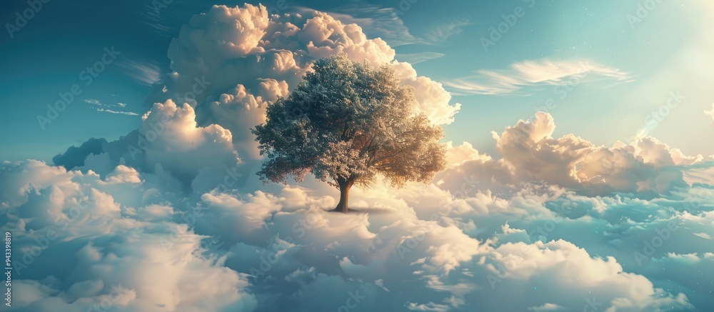 Poster Tree with a stunning sky as a copy space image