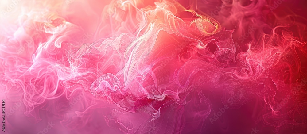 Aufkleber Abstract art background with a flowing mist effect in bright pink and red colors suitable for showcasing text or images within the copy space image