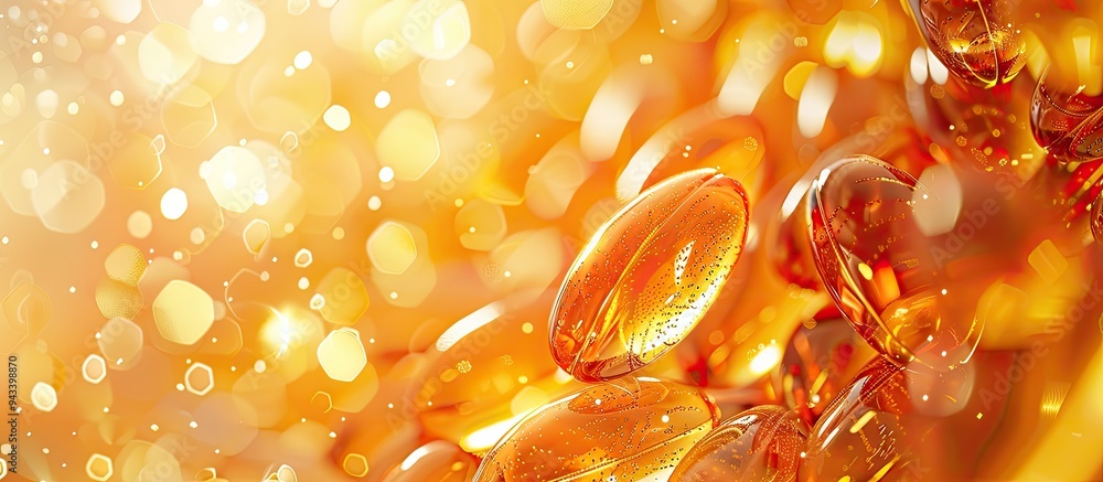Poster vitamin e capsules offer antioxidants for healthy dietary supplementation they are captured against 