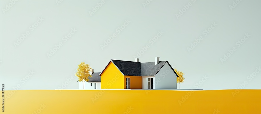 Aufkleber a symbolic representation of property investment on a stunning yellow paper set against a beautiful 