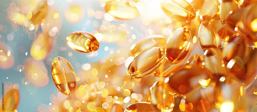Poster vitamin e capsules offer antioxidants for healthy dietary supplementation they are captured against 