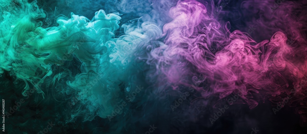 Aufkleber colorful green and pink steam against a dark backdrop with empty copy space image