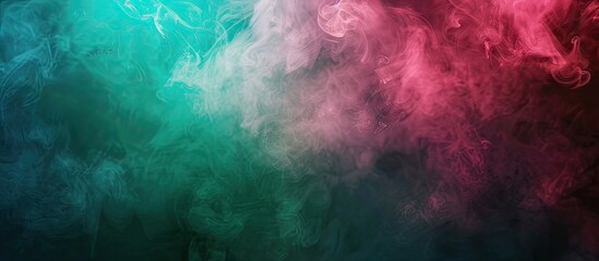 Colorful green and pink steam against a dark backdrop with empty copy space image