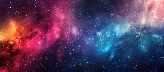 Naklejka premium Night sky filled with colorful stars and the Milky Way galaxy Background of the starry sky with a panoramic view Ideal for a copy space image