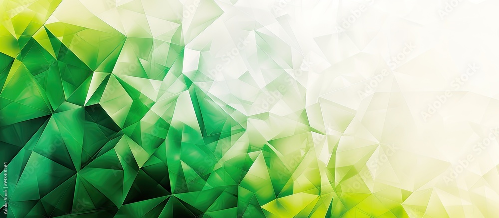 Poster geometric background in shades of green white and yellow with an area for your own image or text. cr