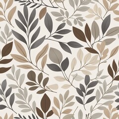 Minimalist Botanical Pattern Muted Tones Watercolor Leaves - Wallpaper Pattern Design Illustration