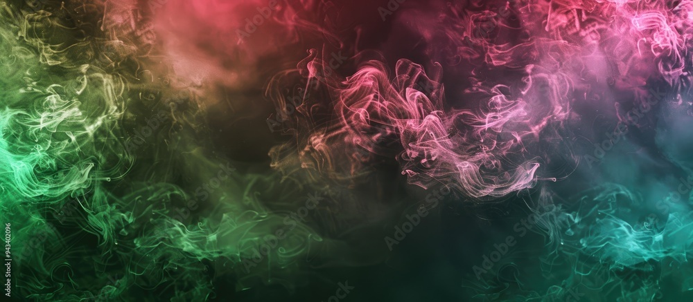 Aufkleber colorful green and pink steam against a dark backdrop with empty copy space image