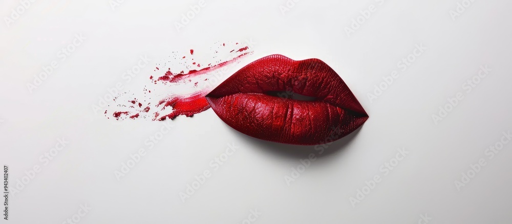 Poster vintage red lipstick on a plain white backdrop with plenty of copy space image
