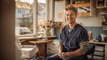 Friendly Young Dentist at Work