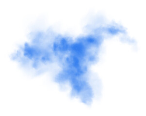 Fantastic blue smoke. Magic smoke. Smog cloud on podium or stage. Fog vapor over ground or water surface, magic haze. PNG.