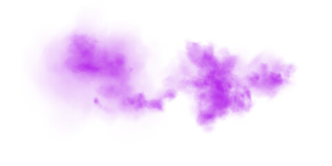 Fototapeta premium Fantastic purple smoke. Magic smoke. Smog cloud on podium or stage. Fog vapor over ground or water surface, magic haze. PNG.