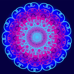 Beautiful round mandala on a blue background