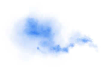 Fantastic blue smoke. Magic smoke. Smog cloud on podium or stage. Fog vapor over ground or water surface, magic haze. PNG.