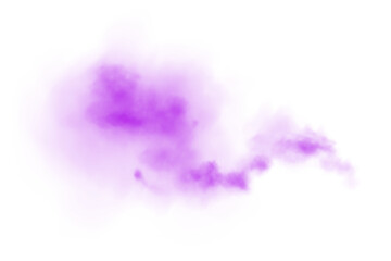 Fantastic purple smoke. Magic smoke. Smog cloud on podium or stage. Fog vapor over ground or water surface, magic haze. PNG.