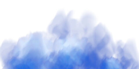 Fantastic blue smoke. Magic smoke. Smog cloud on podium or stage. Fog vapor over ground or water surface, magic haze. PNG.
