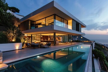 Fototapeta premium Luxury Dream Villa with Pool and Modern Architecture