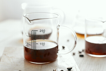 black drip coffee in glass server