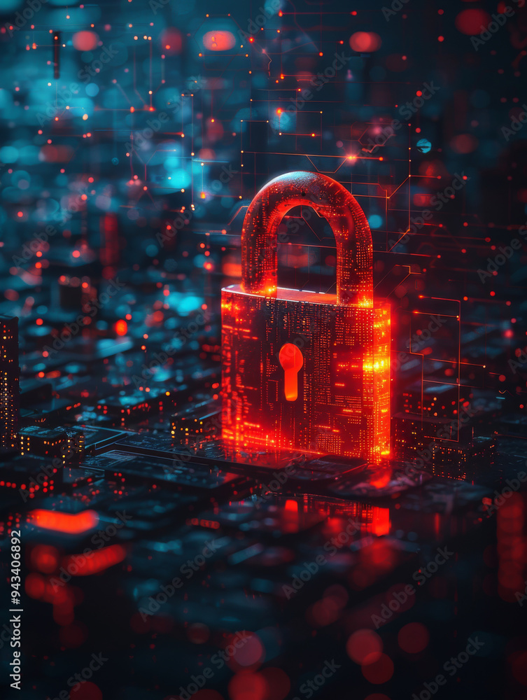 Aufkleber security padlock badge on a computer screen