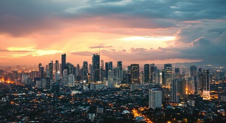 Fototapeta premium Manila Skyline: Urban Beauty of the Philippines Capital