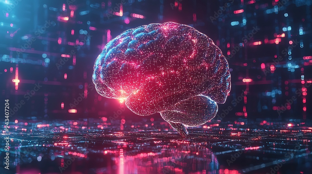 Aufkleber a digital brain network illustrates the intricate connections of ai and machine learning.