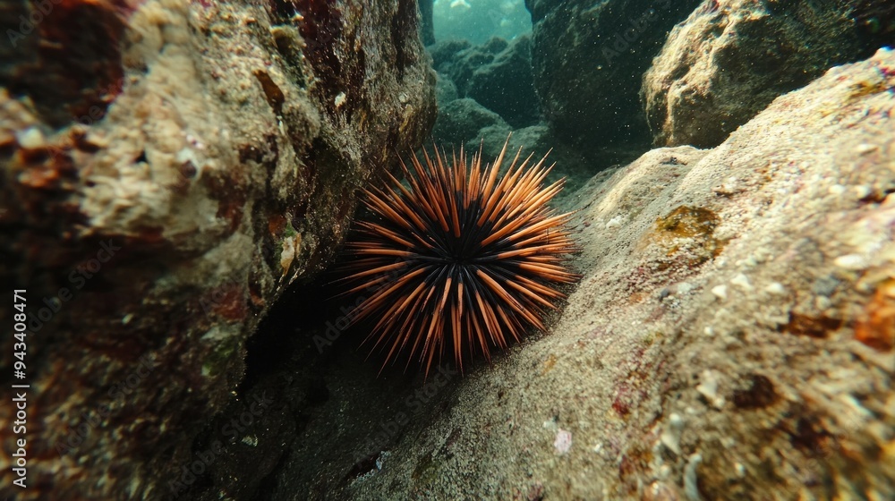 Wall mural Underwater Sea Urchin on a Rocky Reef