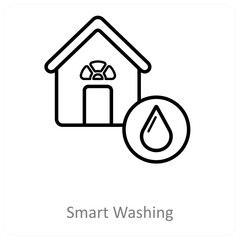 Smart Washing And Technology Icon Concept