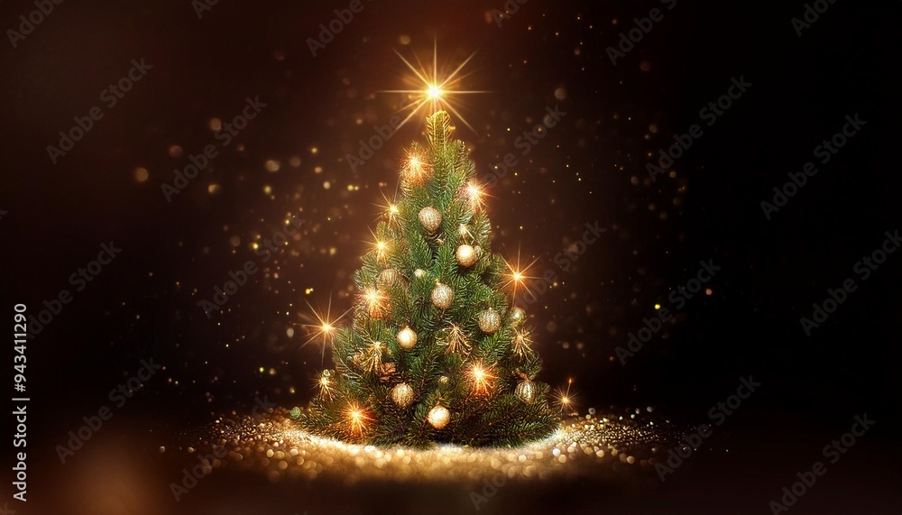 Poster christmas tree with particle twinkle light