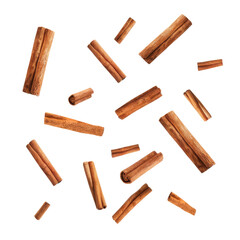 Cinnamon sticks floating and gently falling