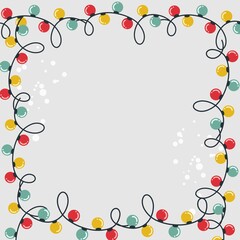 Frame Christmas lights card cartoon 