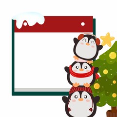 christmas card with penguin 