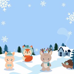 Christmas and animal cartoon 